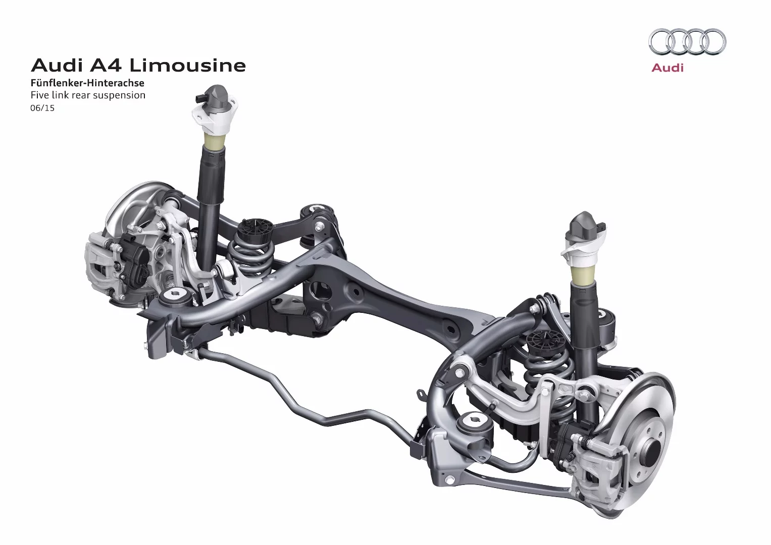 The A4's new five-link rear suspension