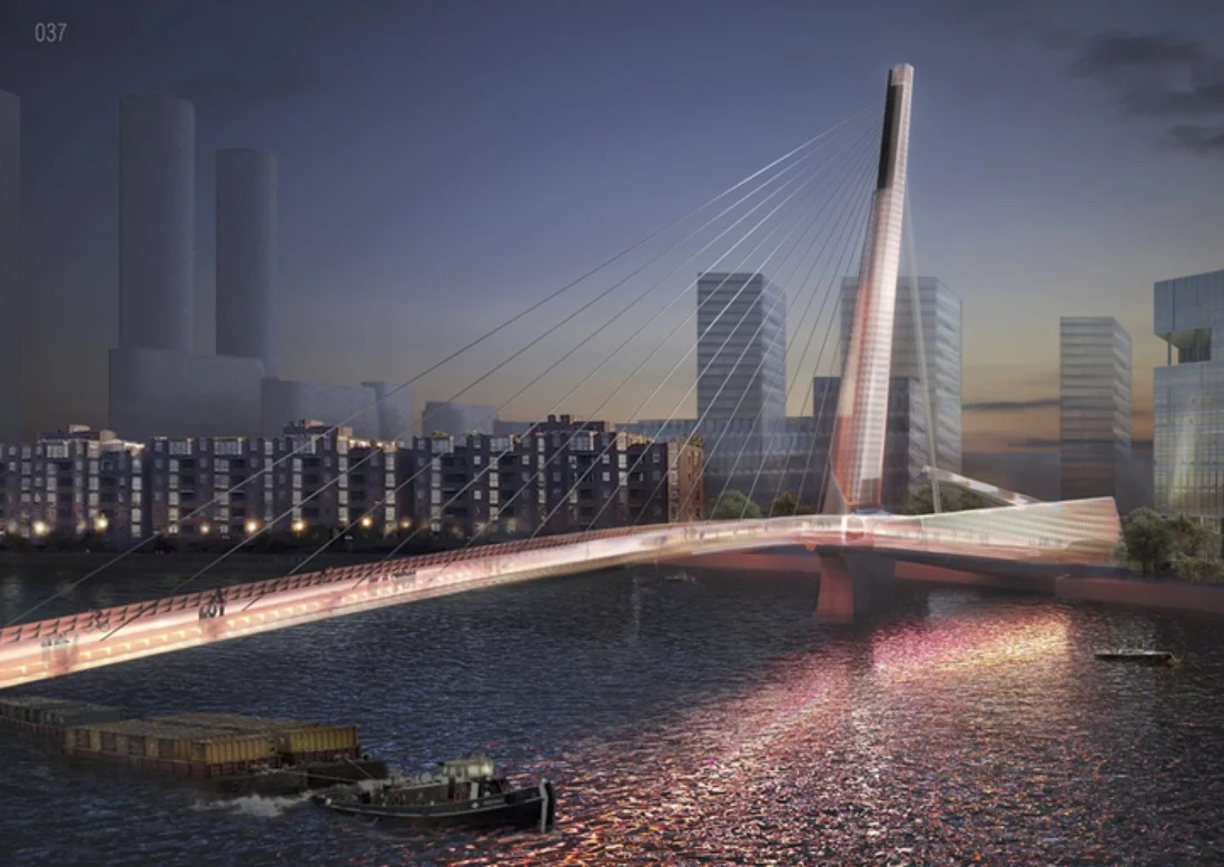 Another design that uses a single large column at one end for support (Image: NEP Bridge Competition)