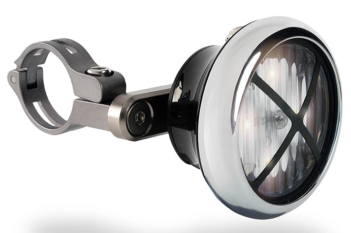 The Beacon Headlamp can be mounted on the bars and then swivelled in front of the stem, or it can be mounted directly onto the front of the stem
