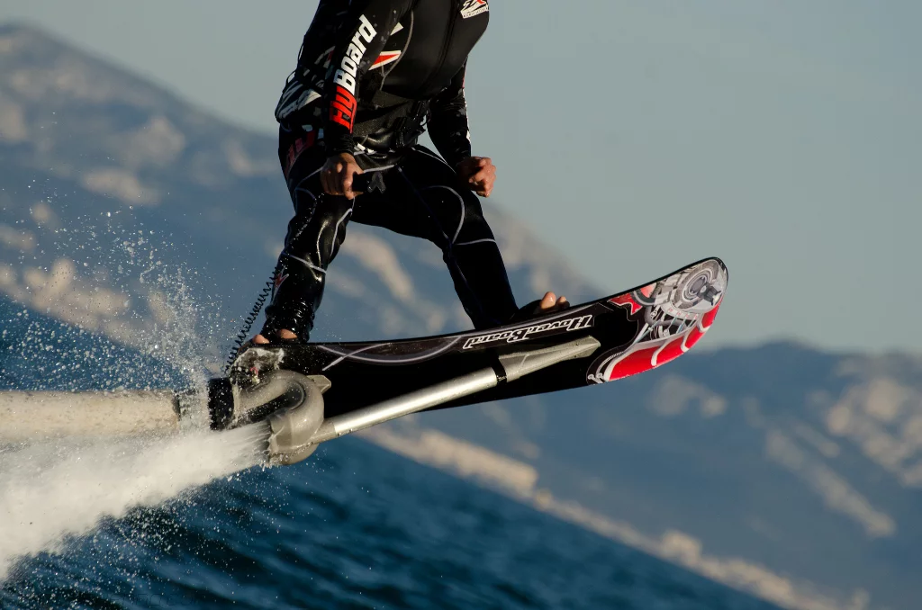 Like the infamous "Back to the Future" hoverboard, this one glides through the air