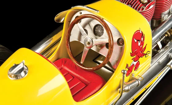 BB Korn Indy AWD Twin Engine Race Car. A twin engined, twin blower tethered model race car built by Richard Beggs. Stunning engine, genuine leather seat, detailed dash and polished brightwork. Wheelbase: 13.5 inches. Expected to fetch US$8,000-12,000