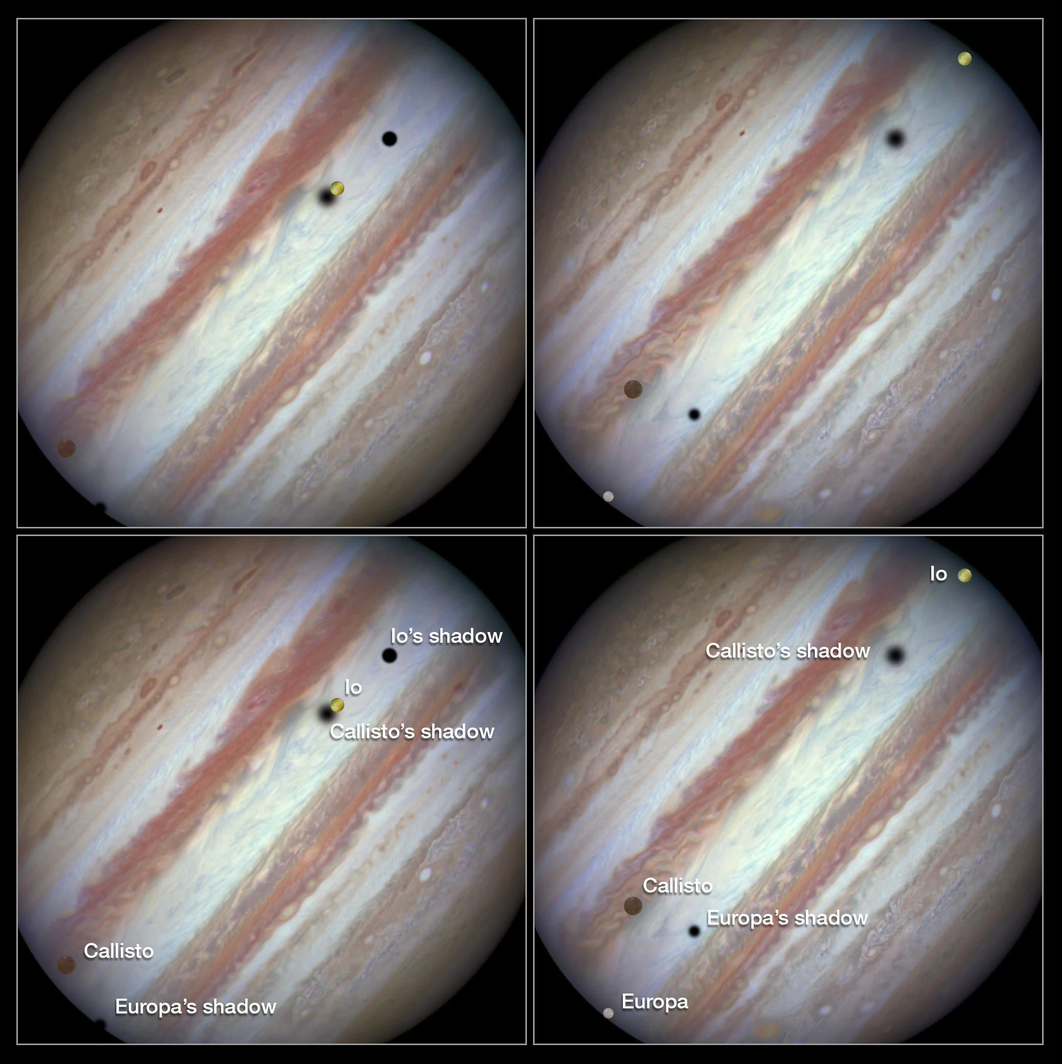 Hubble captures a rare occurence, a triple transit of three of Jupiter's largest moons (Image: NASA, ESA, Hubble Heritage Team)