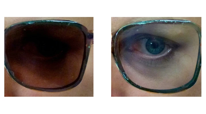 The prototype glasses in their tinted and clear states (Photo: American Chemical Society)