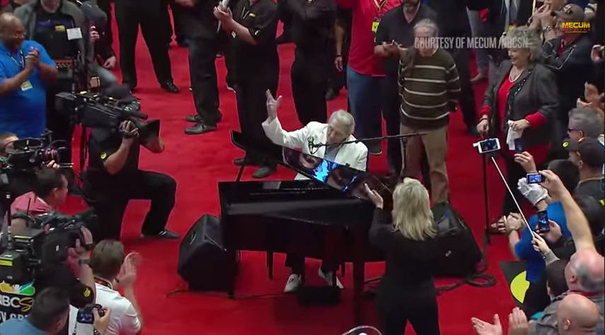 Jerry Lee Lewis singing "Great Balls of Fire" at the auction of his 1959 Harley-Davidson.