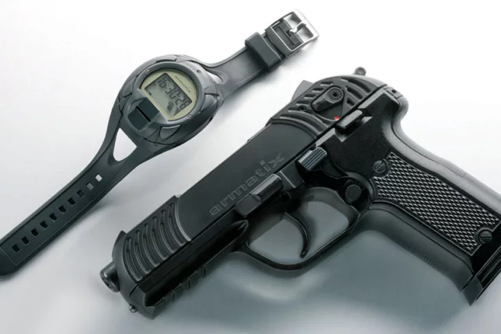 The Armatrix SmartGun concept features a handgun that won't work without authentication from the biometric wristwatch