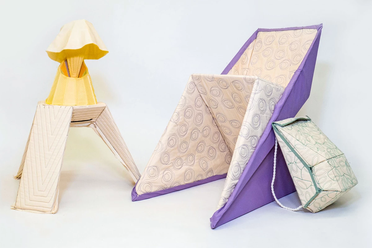 With a little clever design, some fabric, and lightweight panels, these objects transform from 2D to 3D without any tools