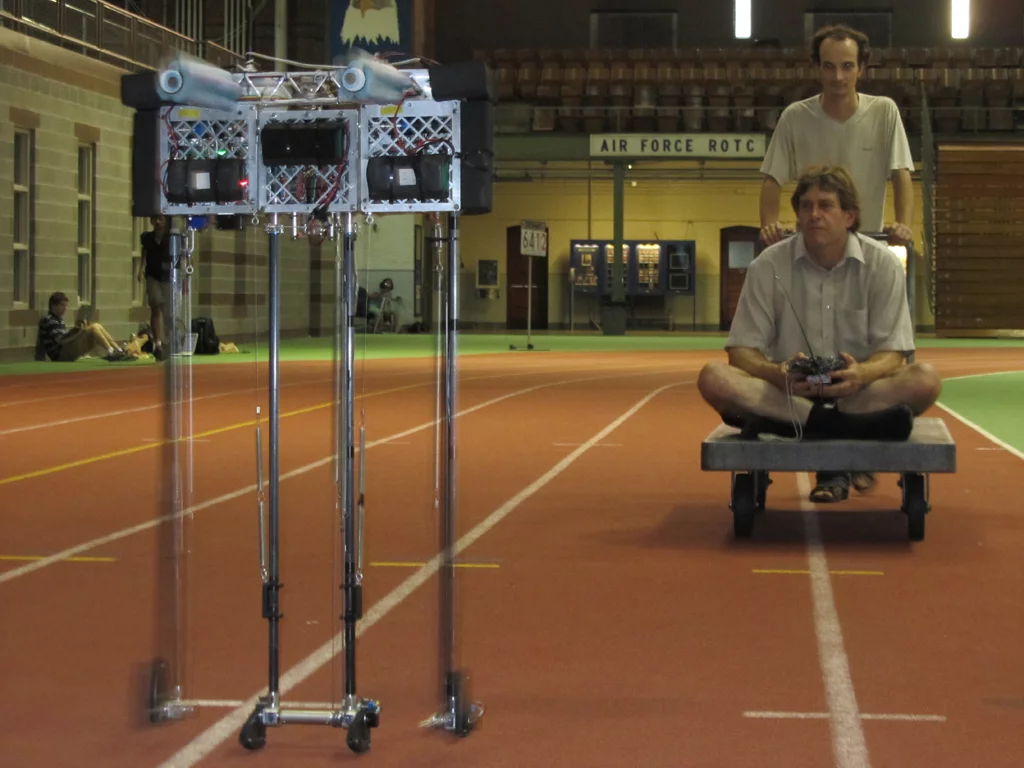 Petr Zaytsev pushes Jason Cortell as he controls Ranger via remote control