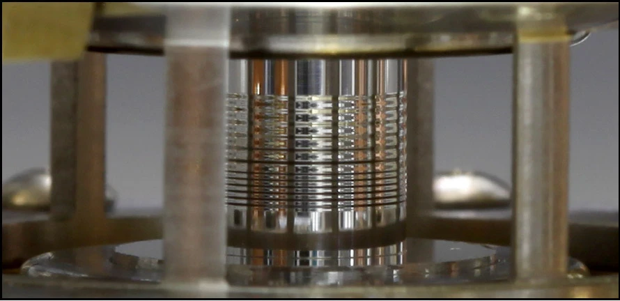 An aluminum z-pinch target tube installed in the Z machine at Sandia Labs