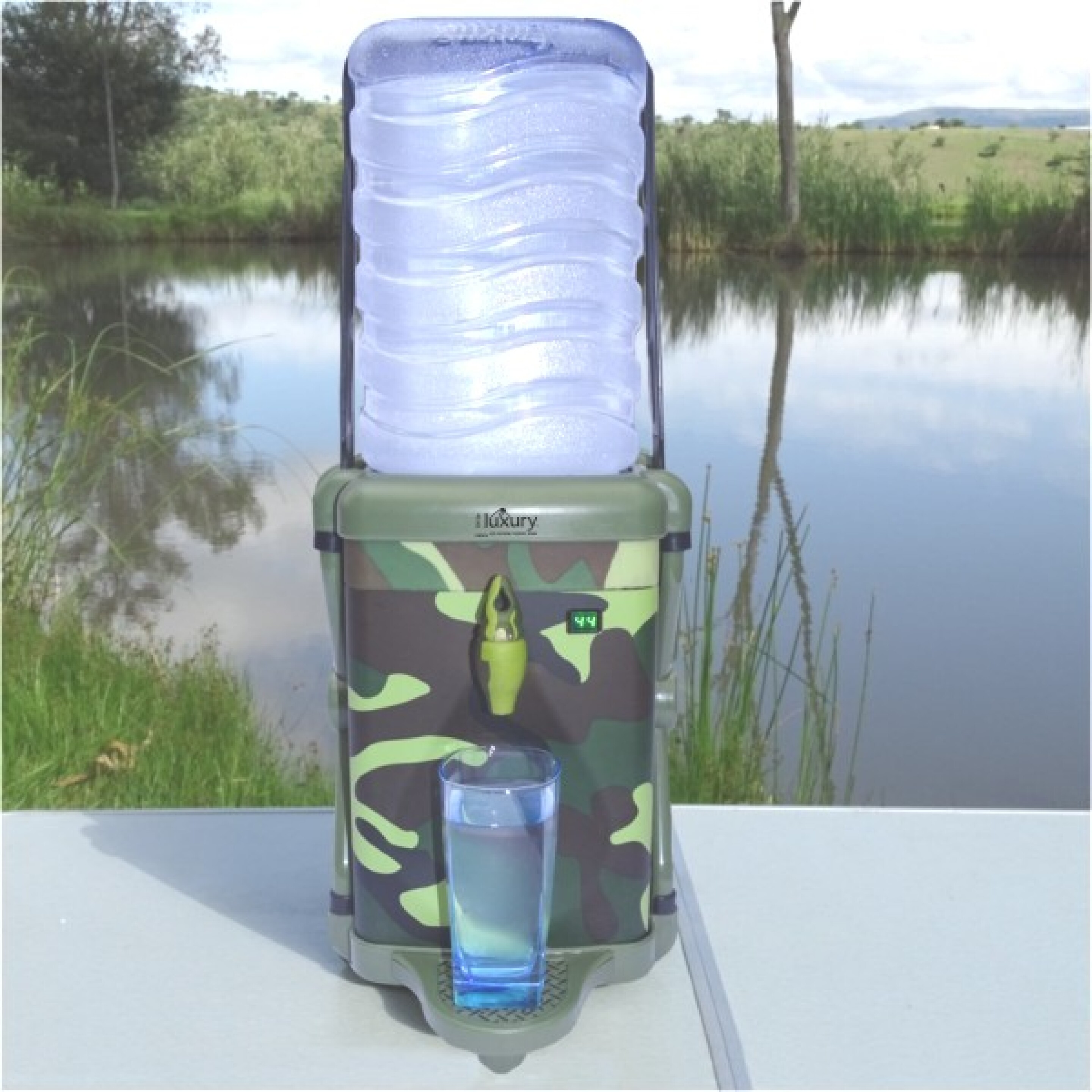 Outdoor water cooler and filter brings a Little Luxury to camping