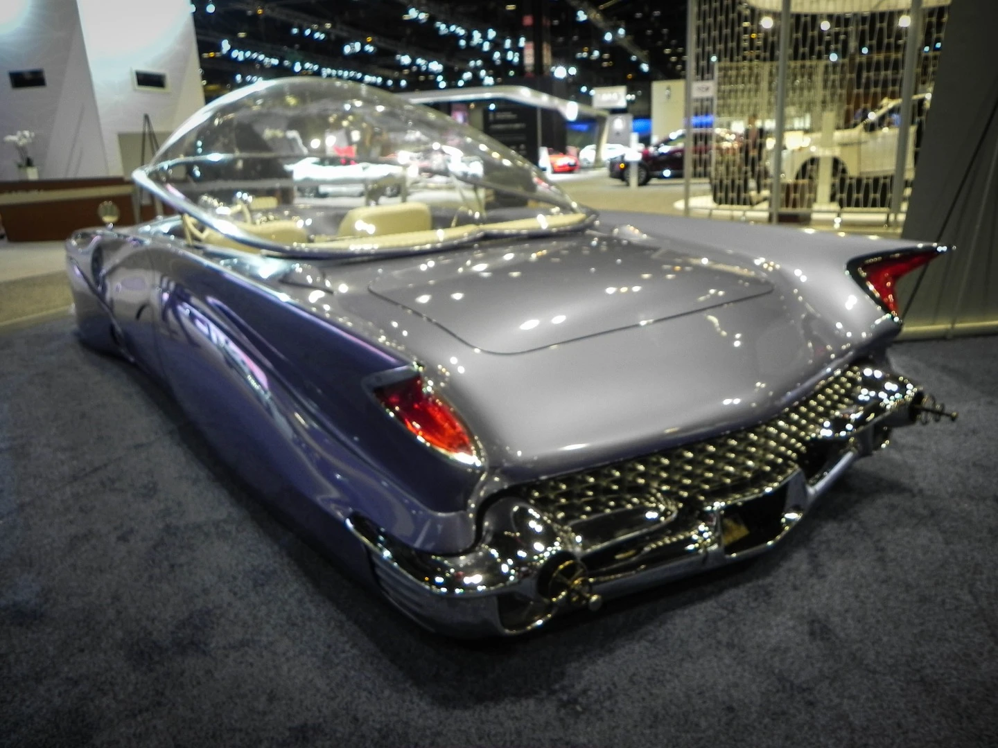 The space age rear of the Beatnik is one of many unusual vehicles found in the Klairmont Kollection in Chicago