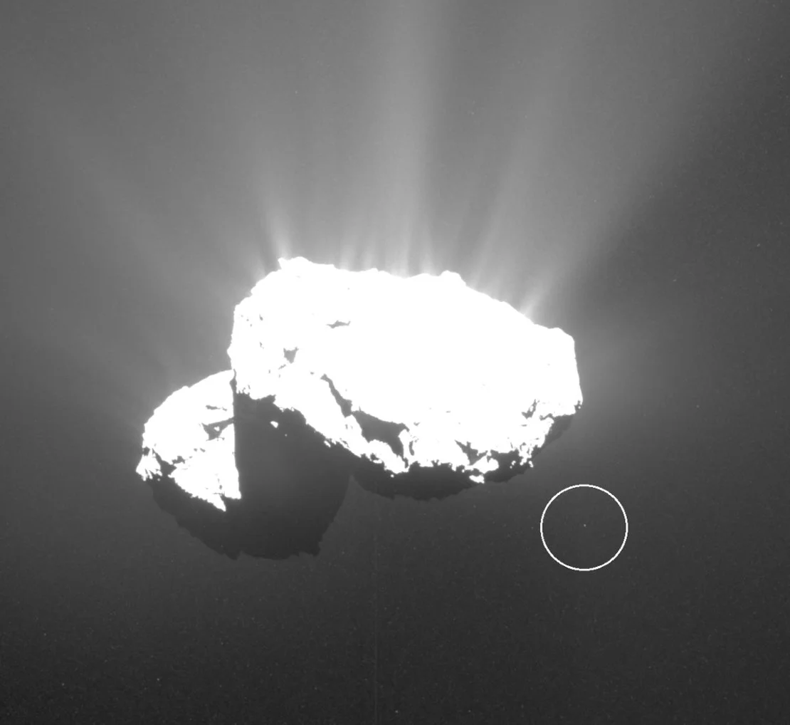 67P/Churyumov-Gerasimenko with its temporary moon (circle)