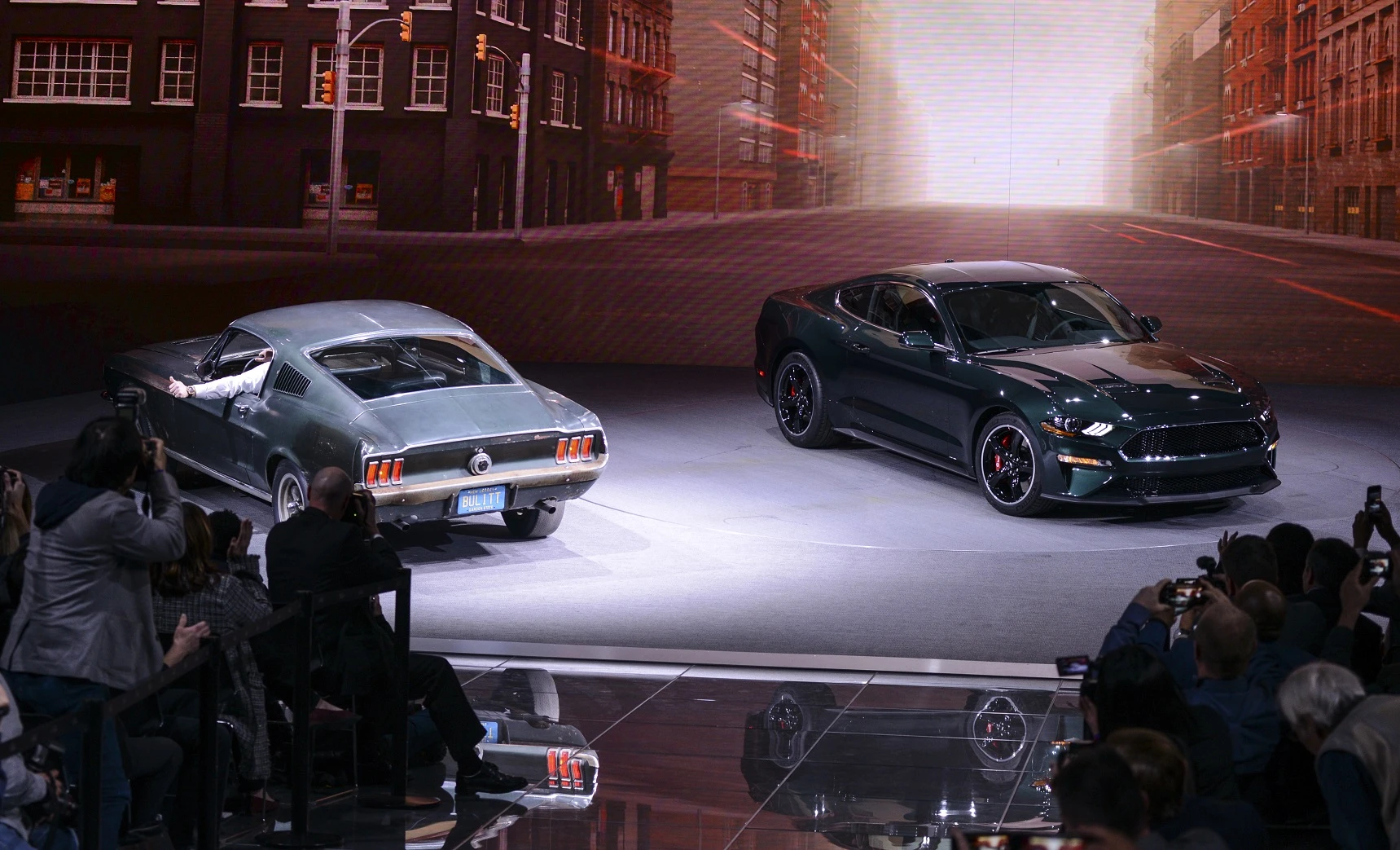 The all-new Ford Mustang Bullitt, alongside a 1960s original, were on show at the 2018 Goodwood Festival of Speed