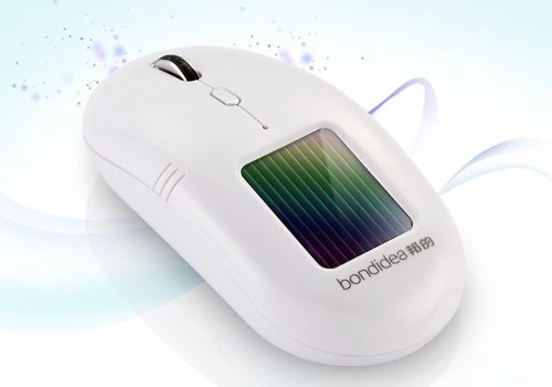 The white version of the Bondidea N91 solar wireless optical mouse