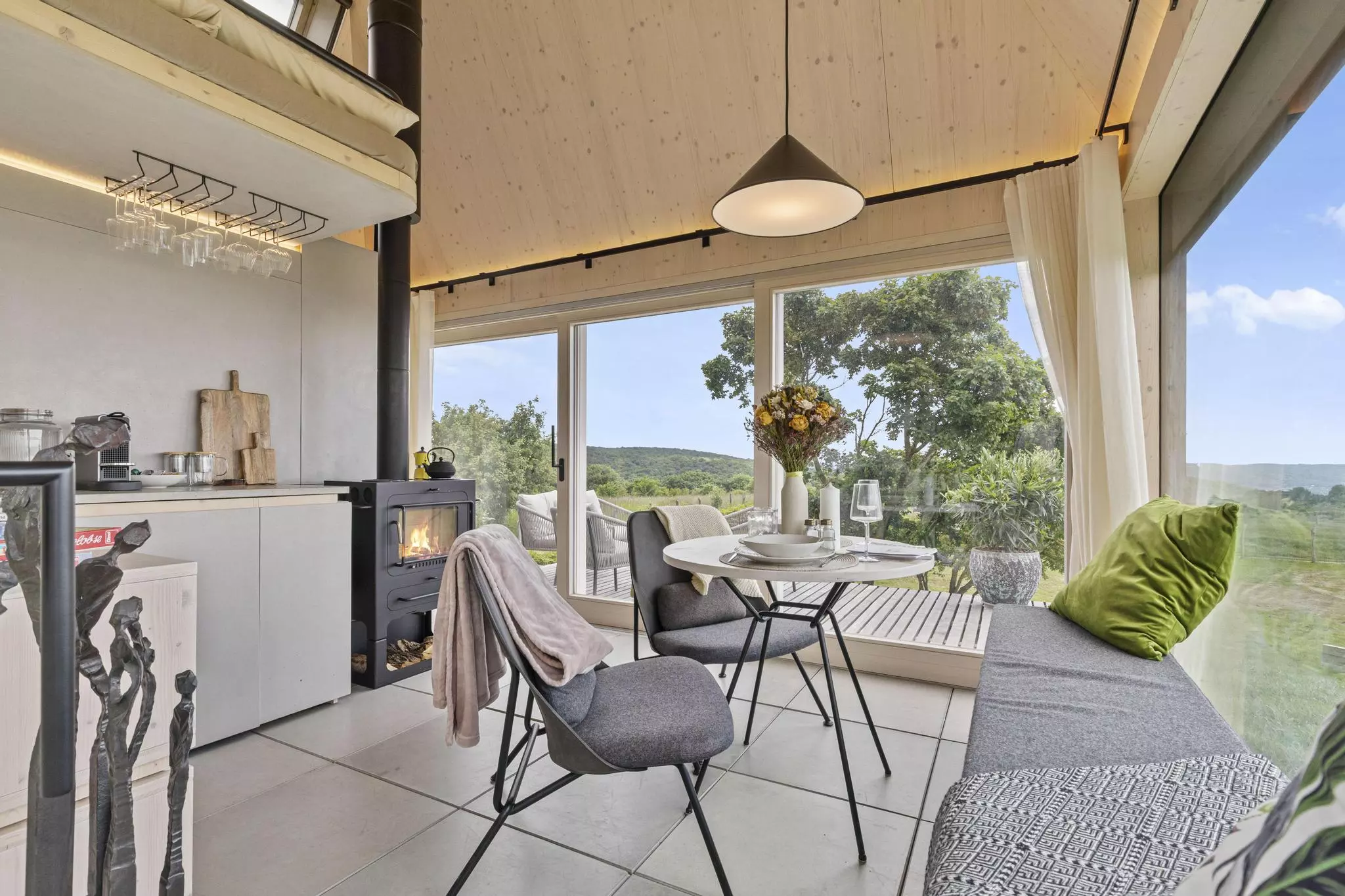 Cabin Devín's interior measures 20 sq m (215 sq ft) and features an unfussy layout that suits the small space