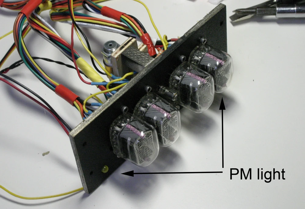 The four nixie tubes mounted and ready for install