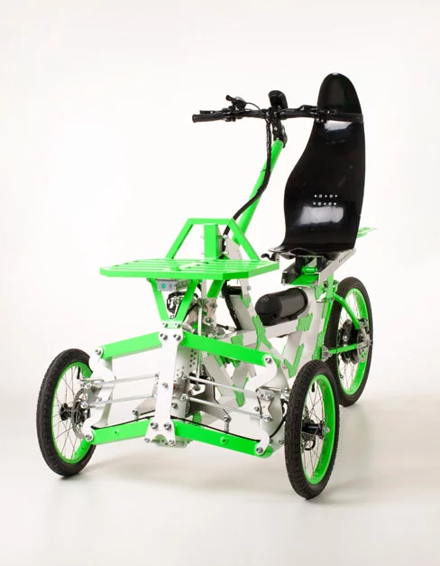 The EV4 semi-recumbent's battery pack has a range of up to 80 km between charges, depending on riding style