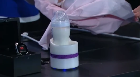 Edison-enabled smart milk bottle warmer as featured in Intel's CES 2014 keynote