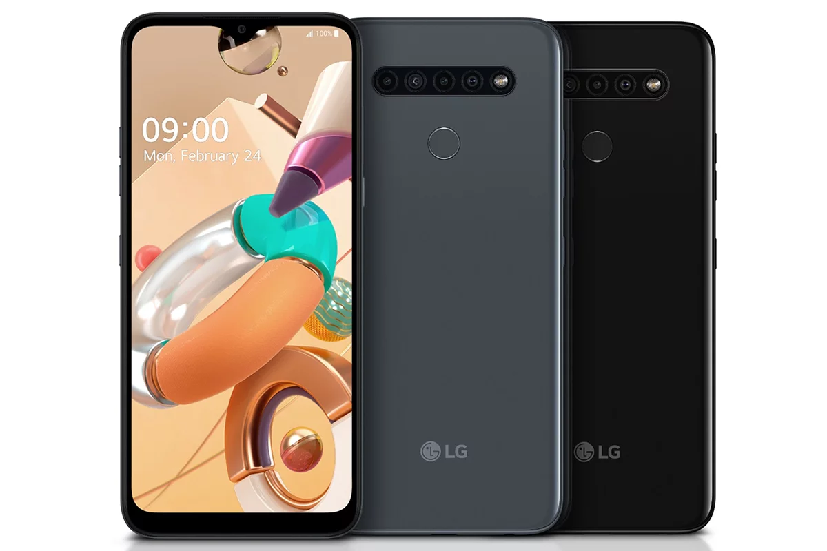 The LG K41S, with a teardrop rather than a punch hole notch