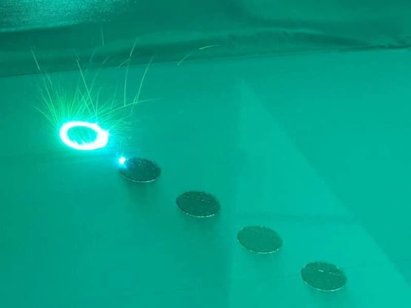 The new titanium alloy being 3D printed through a laser powder bed fusion technique