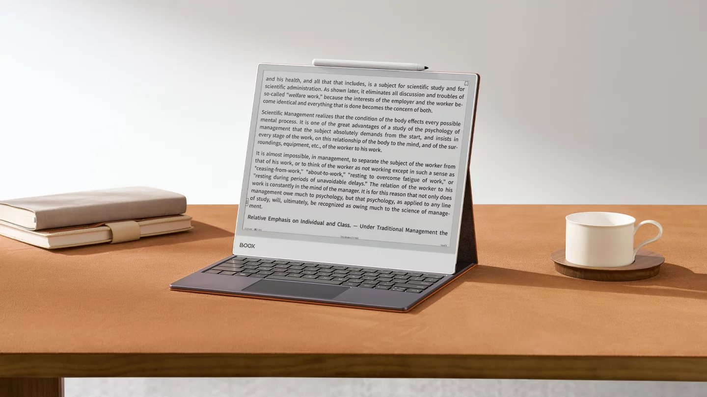 An optional keyboard cover can be for 2-in-1-like E Ink productivity