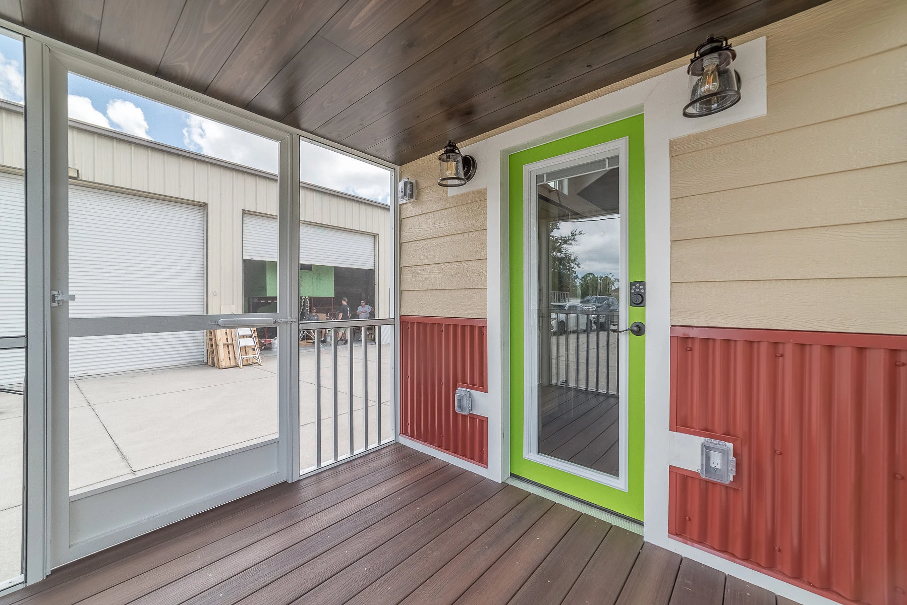 Another lime green door to add a little personality and flare into this great custom built tiny house on wheels