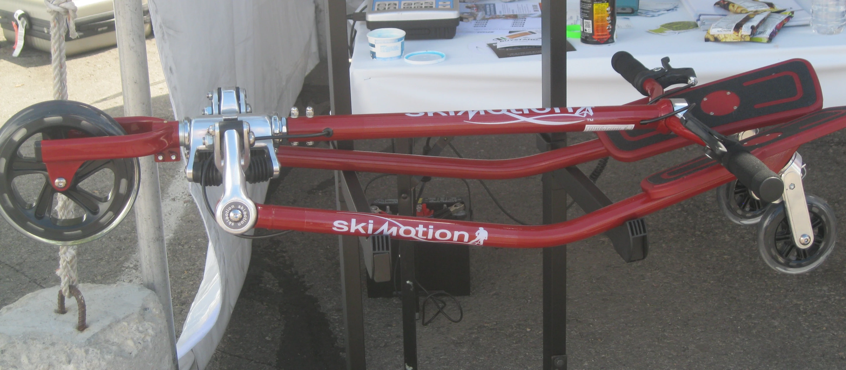 The SkiMotion folds up for transport and storage