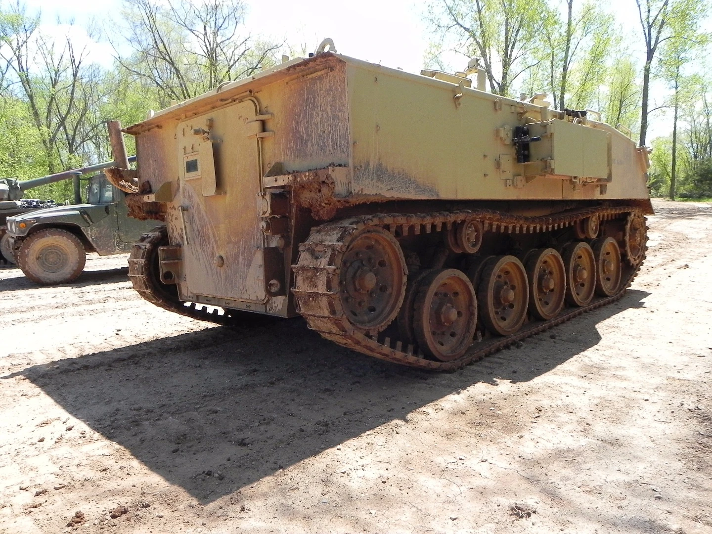 Up to ten troops can enter the rear hatch and sit inside the FV432 APC