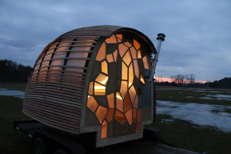 The students at Vermont's Green Mountain College Renewable Energy and Ecological Design class designed and built a tiny home called OTIS