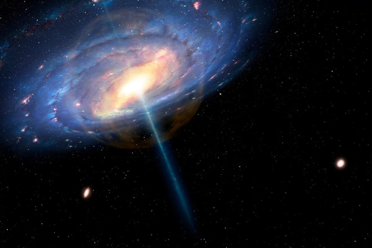 Artist's impression shows the Milky Way as it may have appeared 6 million years ago during a "quasar" phase of activity