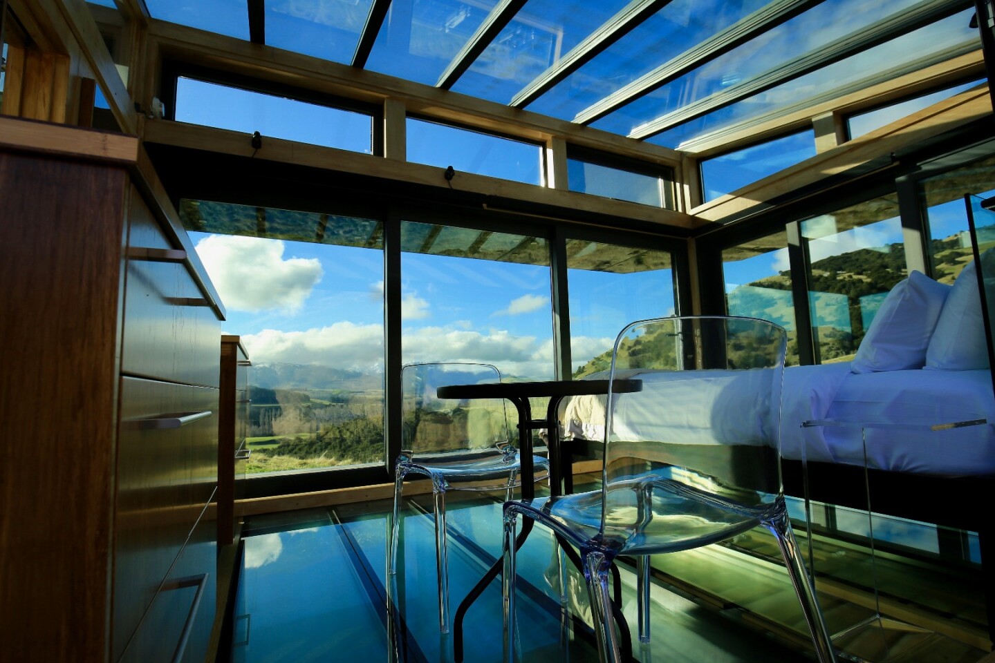 All PurePods feature glass walls, floors and ceilings