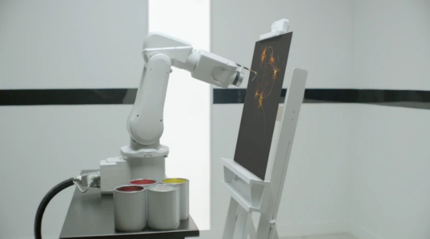 The robot arm busy creating Sleep Art