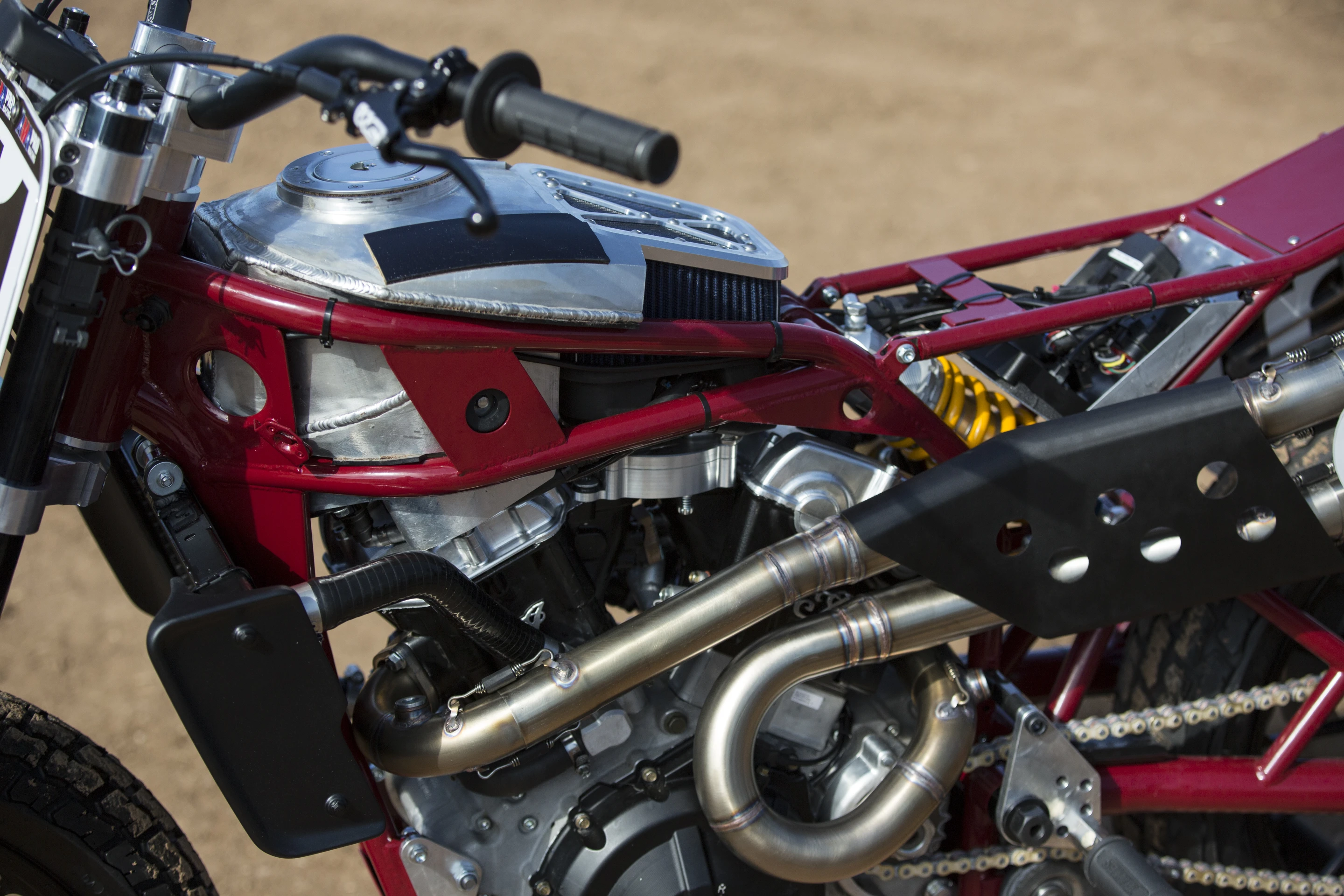 The Scout FTR750 has a specially designed steel frame