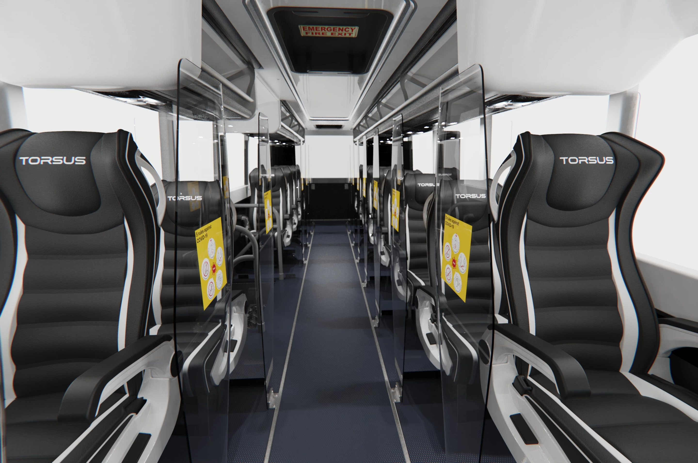 Using the modular floor rail-based seating arrangement, companies can switch between socially distanced and max capacity floor plans as needed