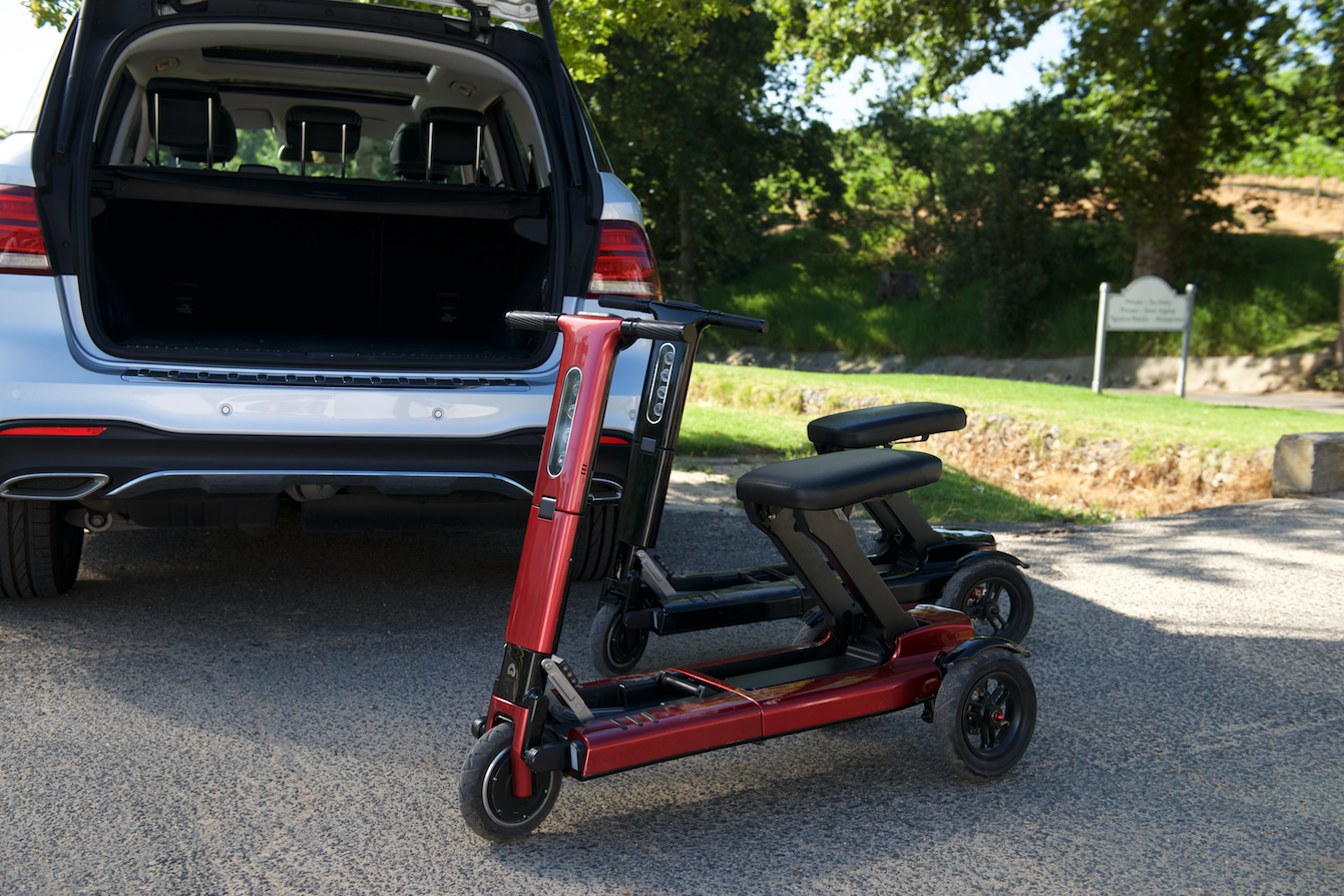 R1 scooters fold down for easy transport