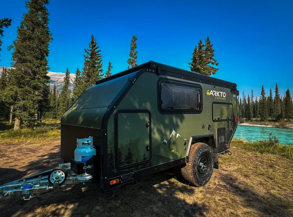 The Arkto C10 trailer measures 7.5 feet high with the roof closed and ready to tow