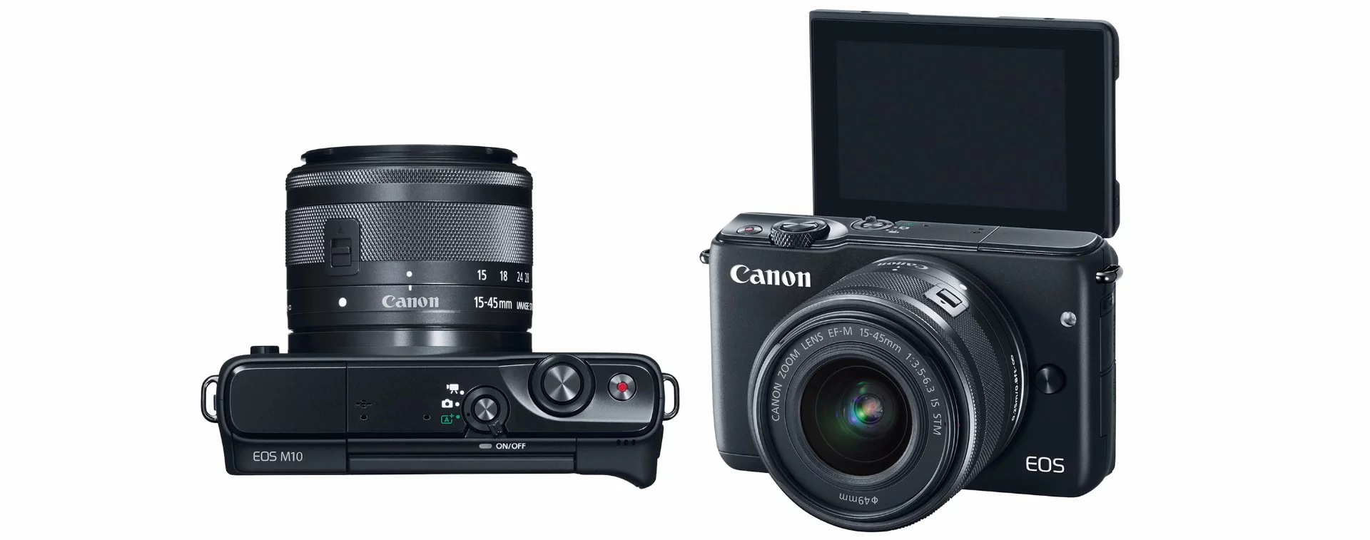 The Canon EOS M10 has a 3-inch touchscreen monitor that can be tilted 180 degrees for taking a selfie