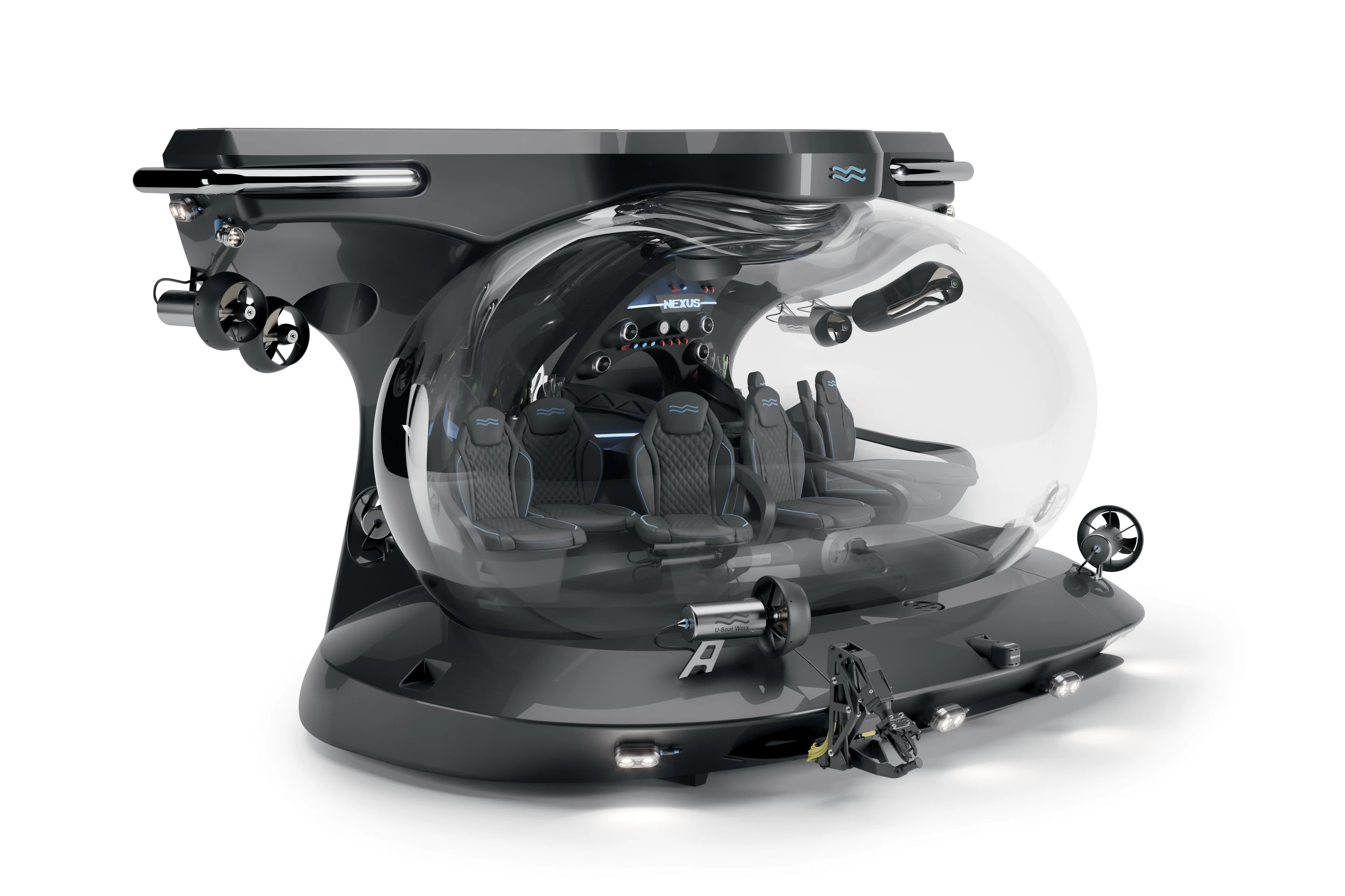 The Nexus sports 10 thrusters powered by a pressure-tolerant battery system and is able to move left, right, forward, back, up and down