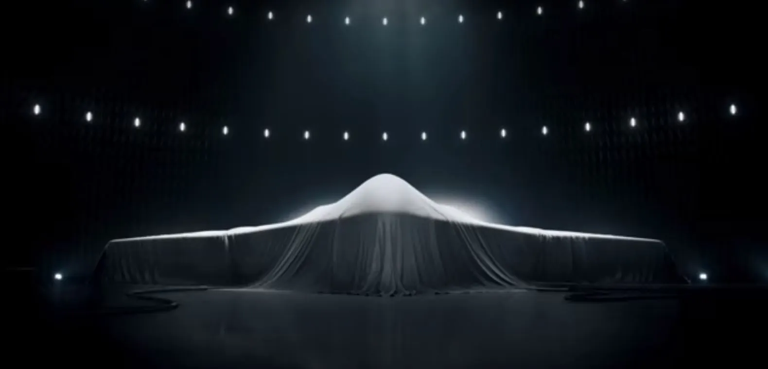 The design and specifications of the Northrop Grumman bomber are still highly classified, as is implied in this still from a recent Northrop advert