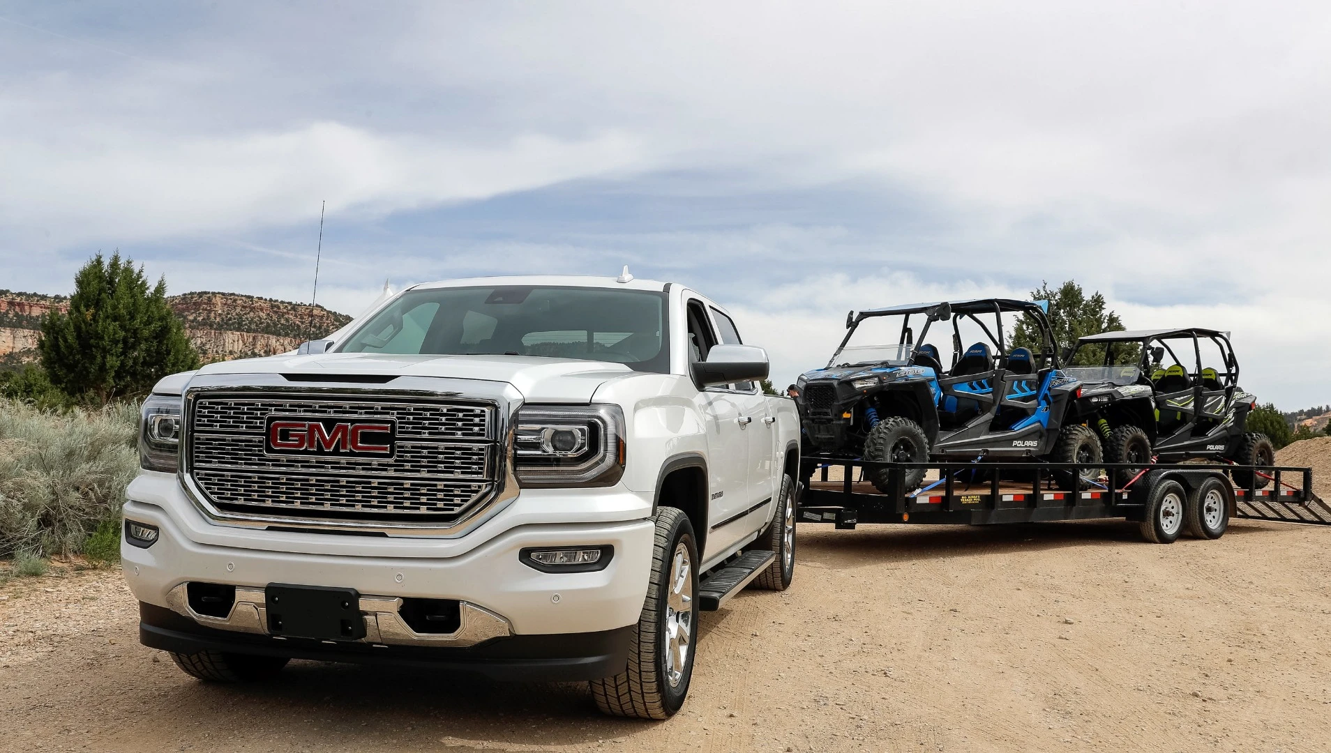 The Sierra Denali 1500 with the 6.2L V8 can tow up to 12,500 pounds