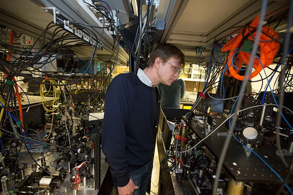Professor Mikhail Lukin and his research group have created of photonic molecules (Photo: Kris Snibbe/Harvard Staff Photographer)