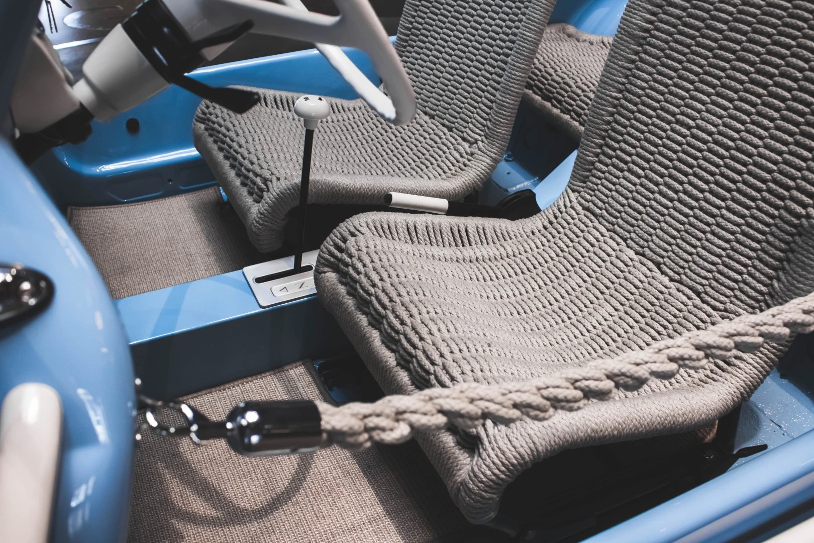 The seats were hand-made from woven natural rope