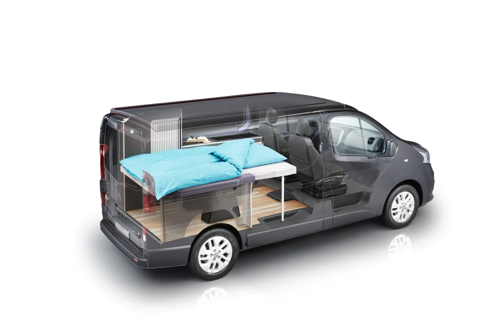 The Michelangelo sleeps four people on a combination of cabin bed and pop-up roof bed