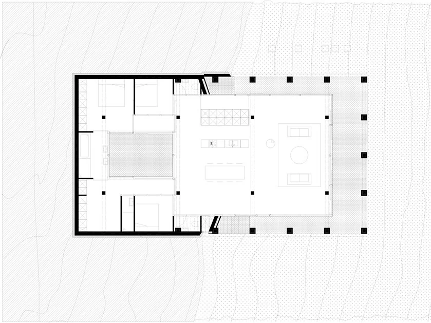 Sloped Villa floor-plan by Studio Okami