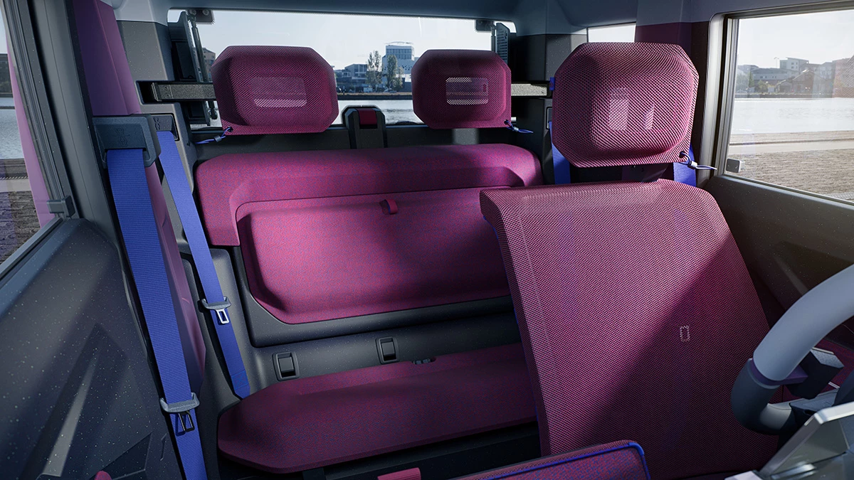 The surprisingly roomy interior can comfortably seat four tall adults