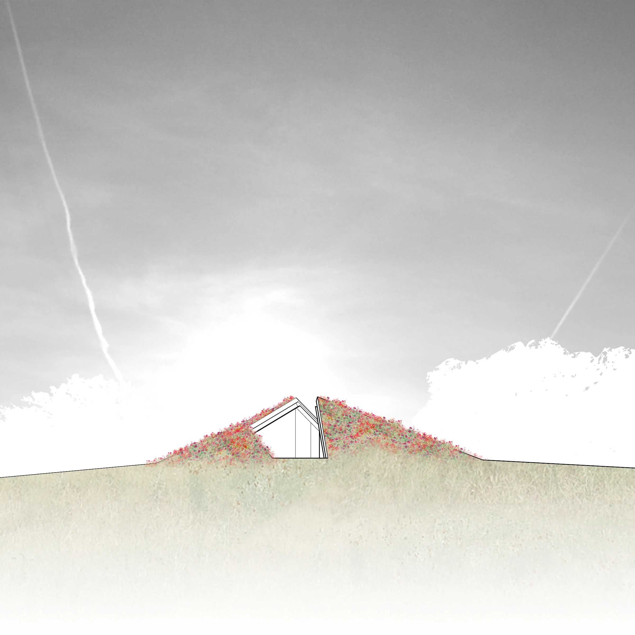 Architectural sketches and drawings of Edgeland Residence