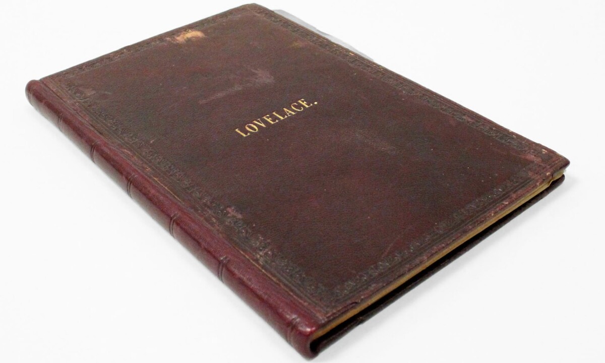 The cover of the previously unknown volume of Sketch of the Analytical Engine invented by Charles Babbage Esq by L.F. Menabrea of Turin, officer of the Military Engineers, with notes by the translator
