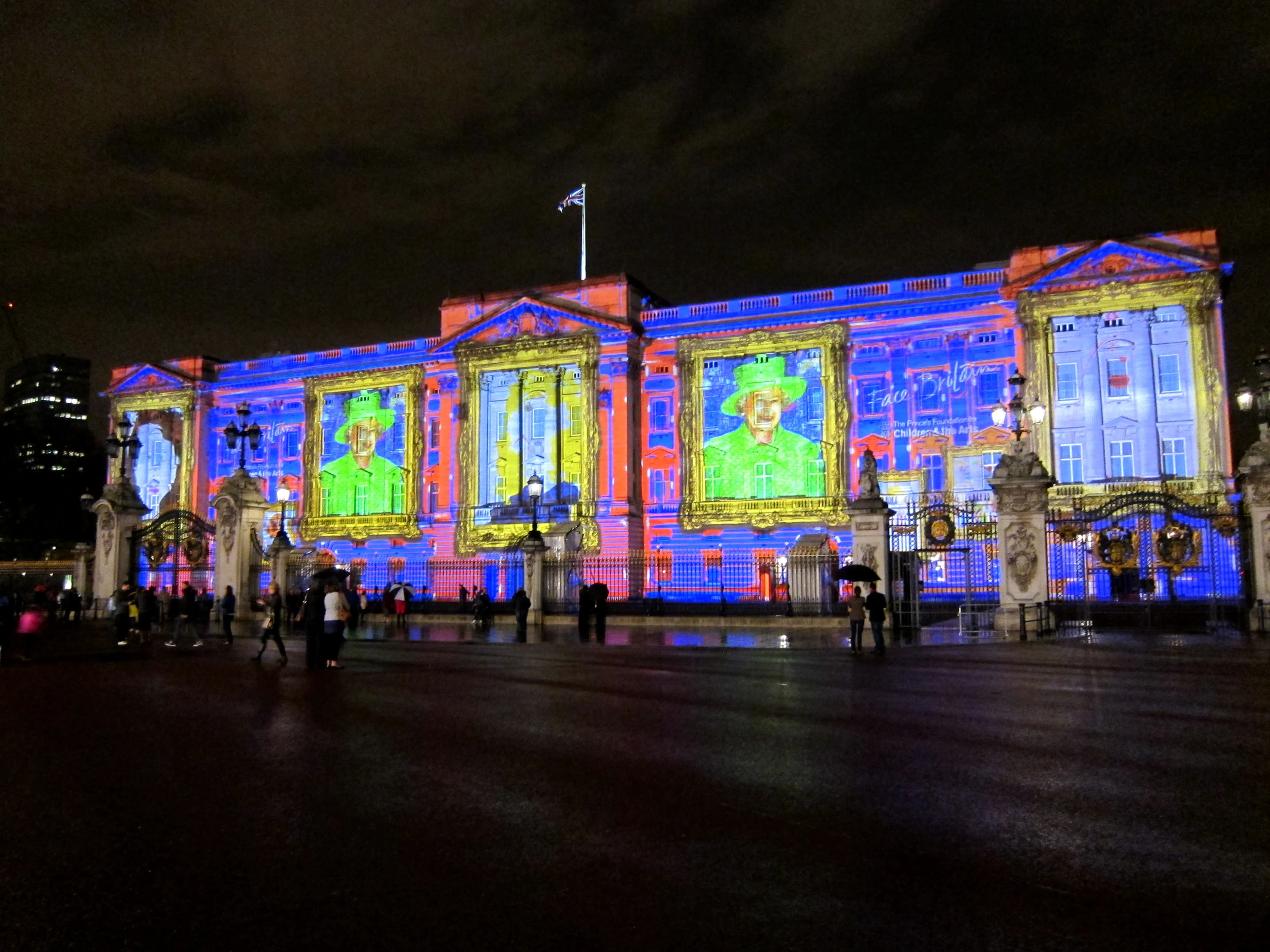 In all, 32 mosaic animations including large portraits of Queen Elizabeth II were projected using 24 Creative Technology video projectors (Photo: Bex Walton)