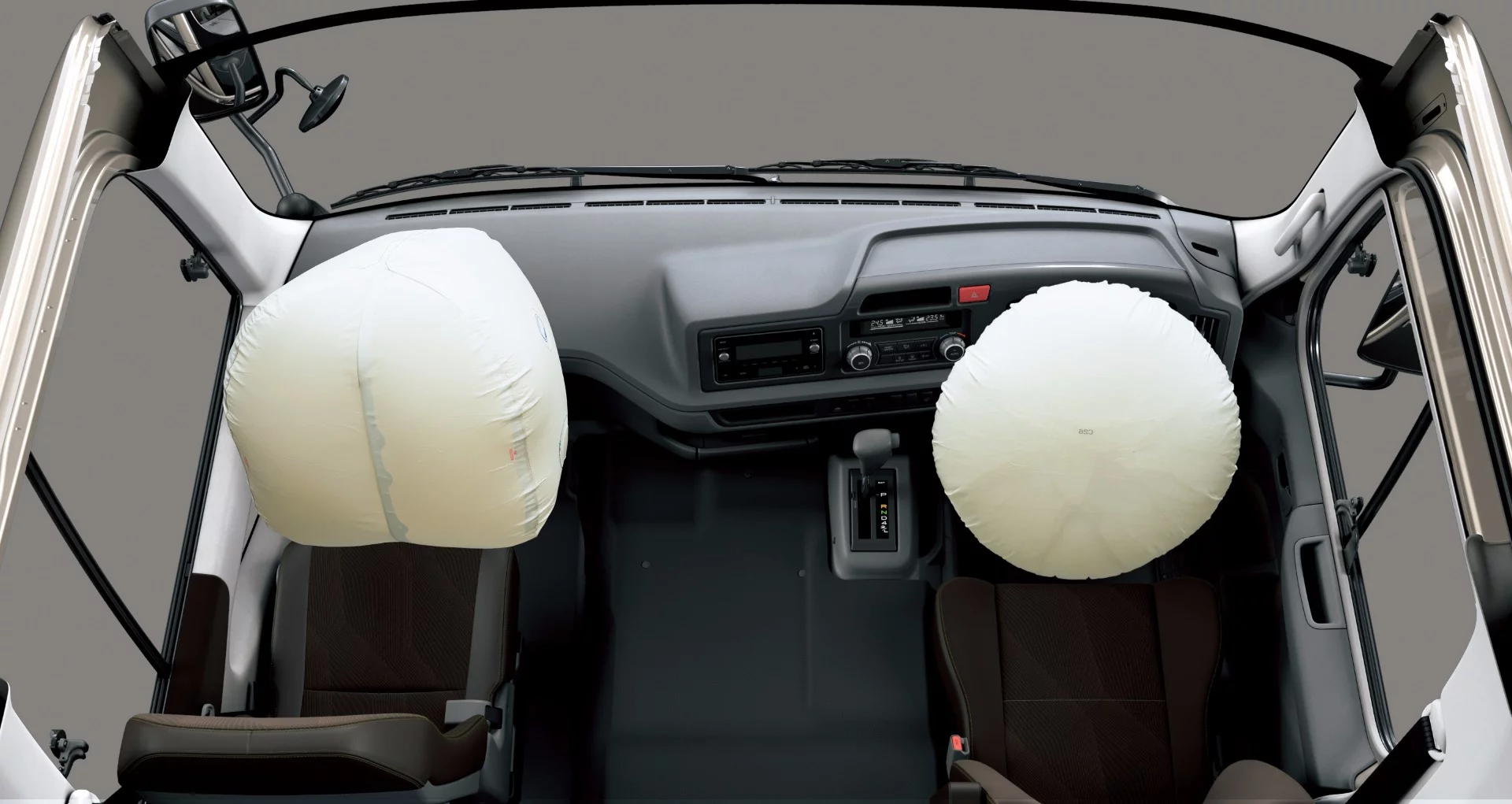 The driver and passenger get airbags in the Coaster