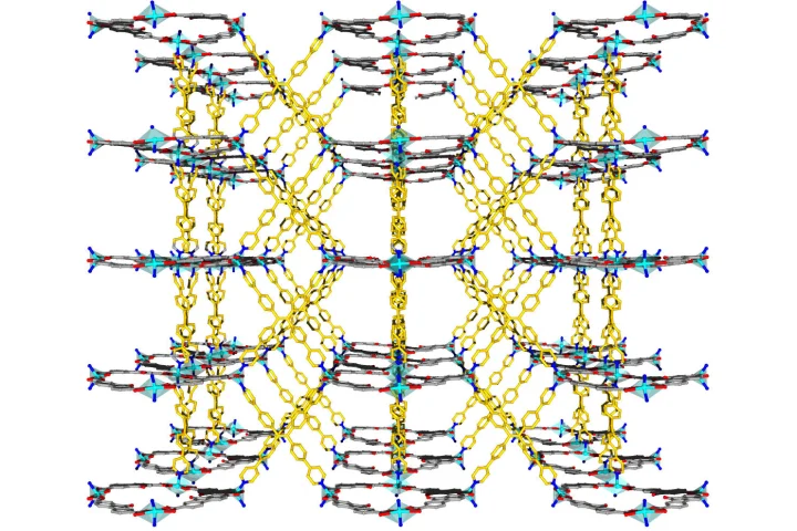 A view of the crystal structure of an organic framework that traps heavy metals