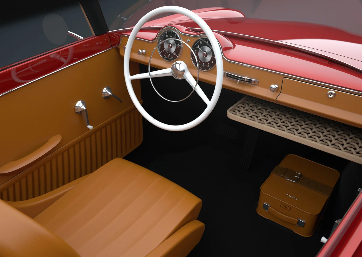 This interior view shows the Nobe's "luggage" battery at bottom right